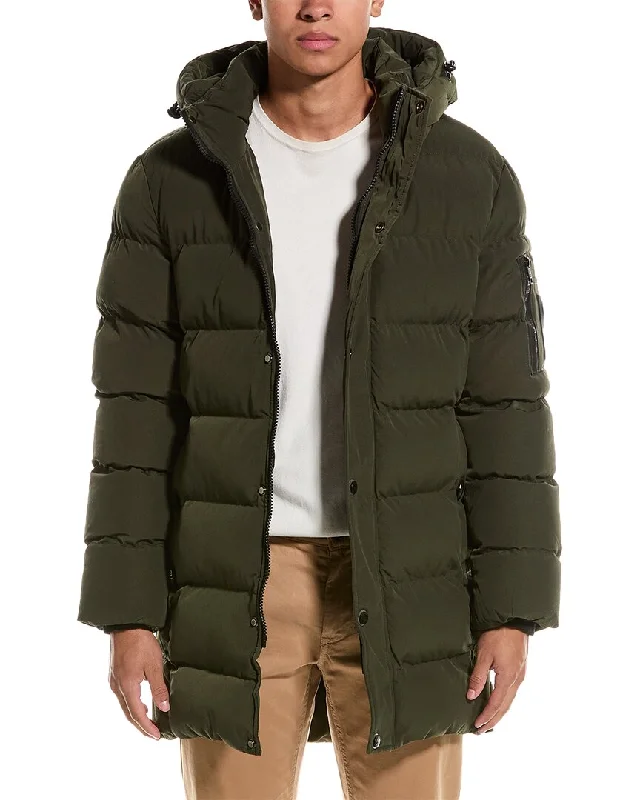 Men coats with a detachable faux - fur collar for a trendy and warm touchPoint Zero Mpro Long Puffer Coat