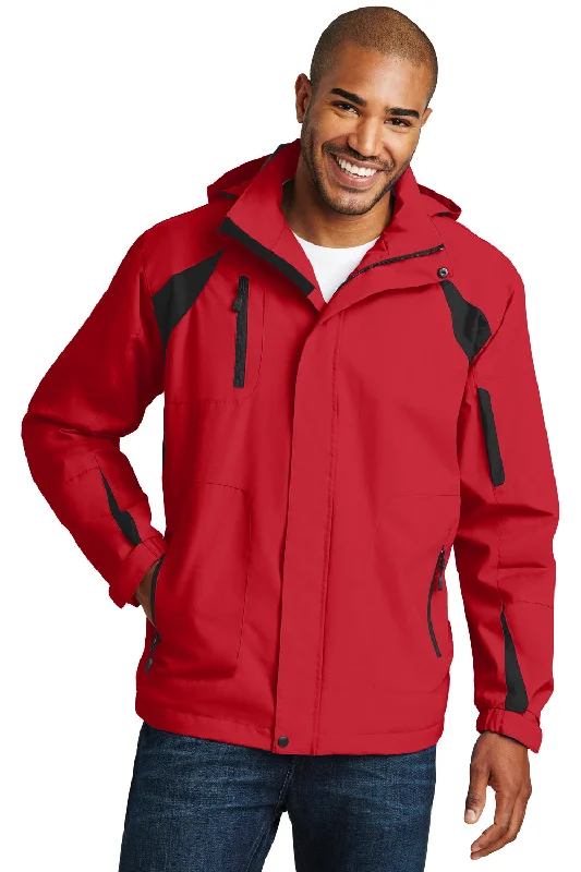 Lightweight men jackets made from recycled nylon for eco - friendly travelLightweight men jackets made from recycled nylon for eco - friendly travelPort Authority Mens All Season II Waterproof Full Zip Hooded Jacket - True Red/Black