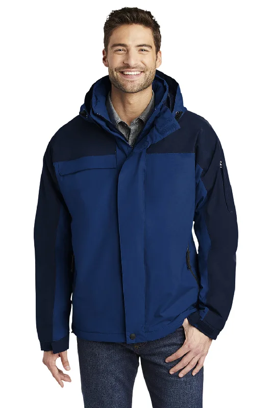 Men jackets with a hidden interior pocket for secure storageMen jackets with a hidden interior pocket for secure storagePort Authority Mens Nootka Waterproof Full Zip Hooded Jacket - Regatta Blue/Navy Blue