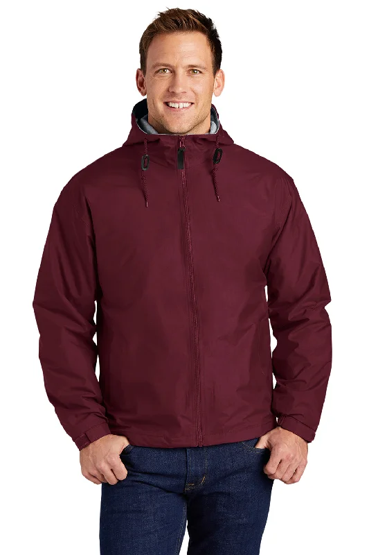 Plus - size men jackets with adjustable drawstrings for a comfortable fitPlus - size men jackets with adjustable drawstrings for a comfortable fitPort Authority Mens Team Wind & Water Resistant Full Zip Hooded Jacket - Maroon