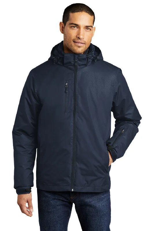 Men jackets with a zip - off sleeves to convert to a vestMen jackets with a zip - off sleeves to convert to a vestPort Authority Mens Vortex 3-in-1 Waterproof Full Zip Hooded Jacket - River Navy Blue