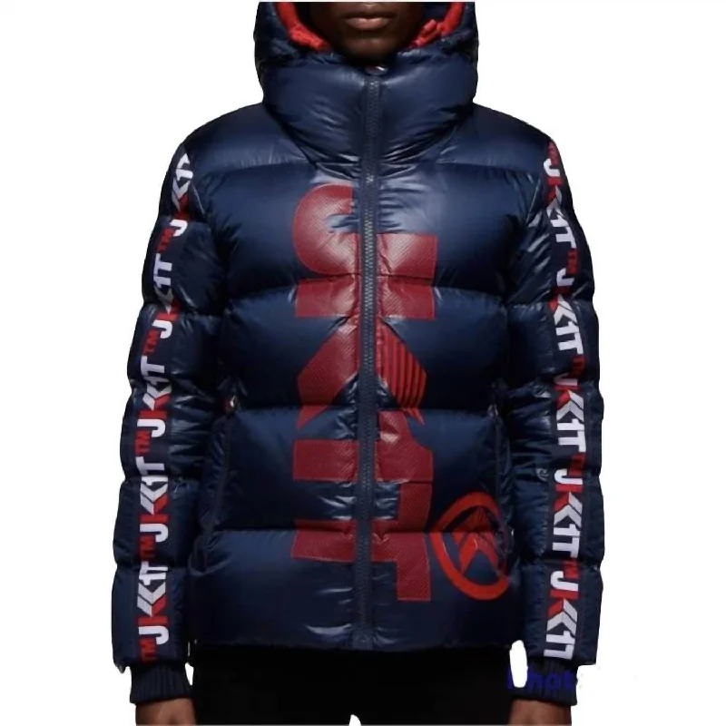 Lightweight men coats made of breathable fabric for spring and autumnLightweight men coats made of breathable fabric for spring and autumnPrime Time Racer Down Puffer Jacket In Navy/red