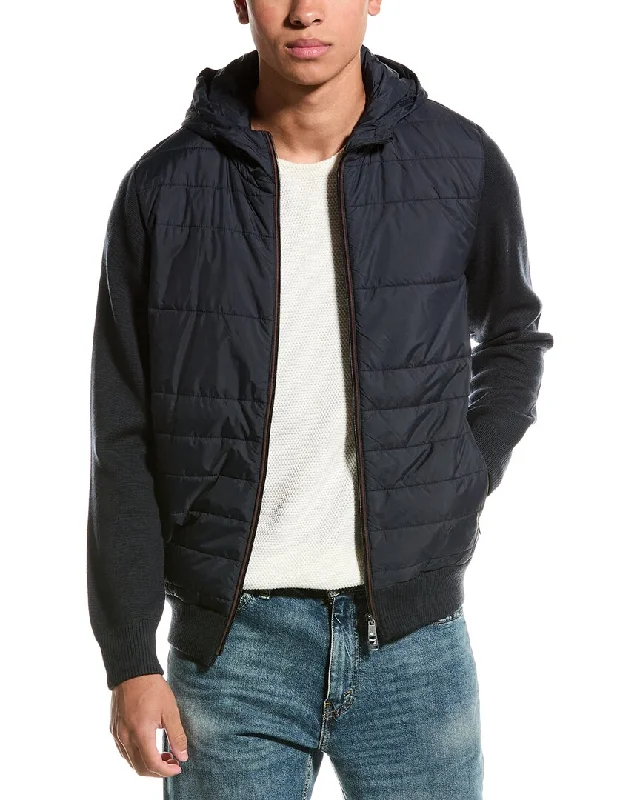 Men coats with a water - resistant finish for light rain and splashesRaffi Quilted Wool-Blend Zip Hoodie