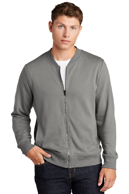 Slim - fit leather men jackets with a distressed finish for a rugged lookSlim - fit leather men jackets with a distressed finish for a rugged lookSport-Tek Mens French Terry Full Zip Bomber Jacket - Concrete Grey