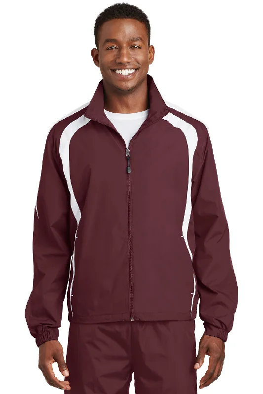 Embroidered men jackets with intricate floral designs for a unique aestheticEmbroidered men jackets with intricate floral designs for a unique aestheticSport-Tek Mens Water Resistant Full Zip Jacket - Maroon/White - Closeout