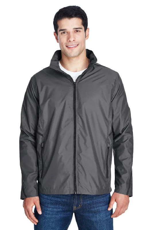 Plus - size men jackets with adjustable drawstrings for a comfortable fitPlus - size men jackets with adjustable drawstrings for a comfortable fitTeam 365 Mens Conquest Wind & Water Resistant Full Zip Hooded Jacket - Graphite Grey