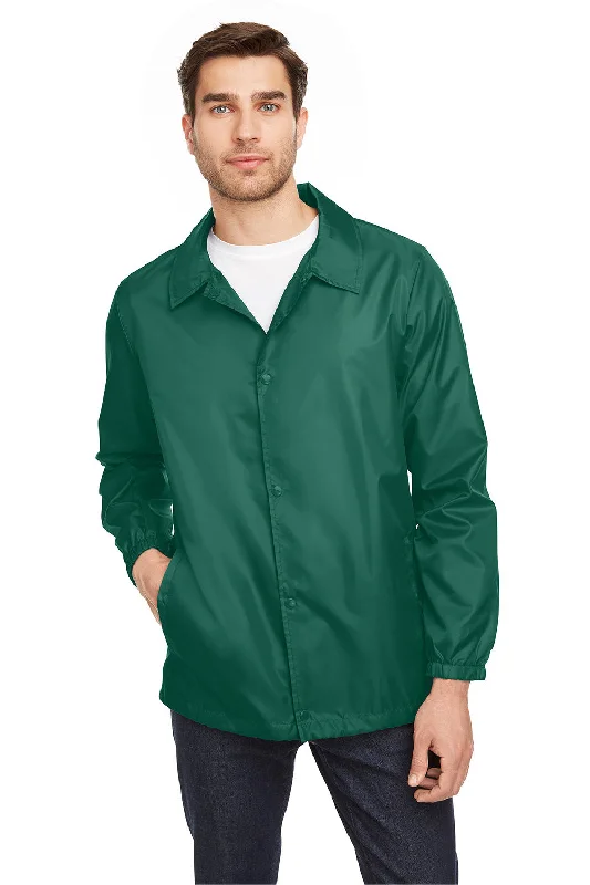 Bomber men jackets with ribbed cuffs for a classic 80s styleBomber men jackets with ribbed cuffs for a classic 80s styleTeam 365 Mens Zone Protect Water Resistant Snap Down Coaches Jacket - Forest Green