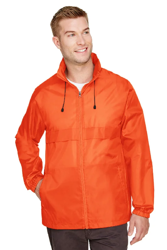 Hooded men jackets with a detachable faux - fur trim for added warmthHooded men jackets with a detachable faux - fur trim for added warmthTeam 365 Mens Zone Protect Water Resistant Full Zip Hooded Jacket - Orange