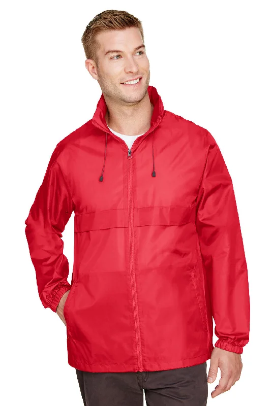 Slim - fit leather men jackets with a distressed finish for a rugged lookSlim - fit leather men jackets with a distressed finish for a rugged lookTeam 365 Mens Zone Protect Water Resistant Full Zip Hooded Jacket - Red