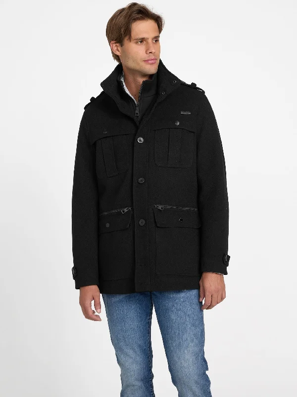 Long - line men coats reaching below the knee for maximum coverageTerry Utility Coat