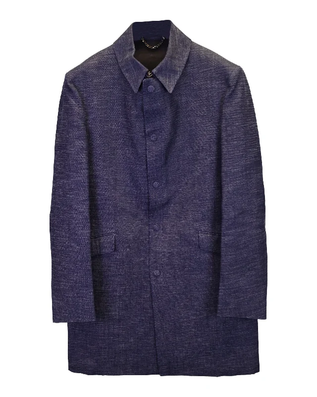 Men coats made of high - quality leather for a rugged and durable optionValentino Garavani Overcoat in Blue Cotton