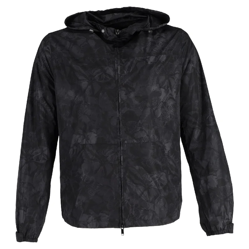 Waterproof men coats with taped seams for heavy rain and snow daysWaterproof men coats with taped seams for heavy rain and snow daysValentino Hooded Butterfly Print Jacket in Black Polyester