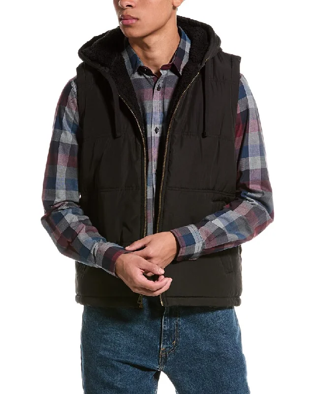 Men coats with a water - resistant finish for light rain and splashesWEATHERPROOF VINTAGE Sherpa-Lined Hooded Puffer Vest