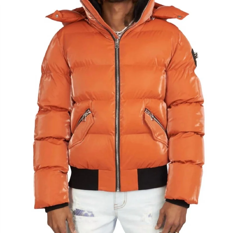 Men coats with multiple inner pockets for convenient storage of essentialsMen coats with multiple inner pockets for convenient storage of essentialsWoody Bomber Jacket In Orange