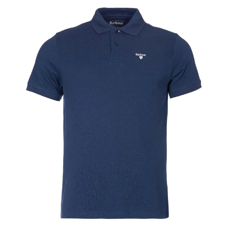 Men's long sleeve classic fit polo shirts with embroidered logosBarbour Sports Polo Deep Blue