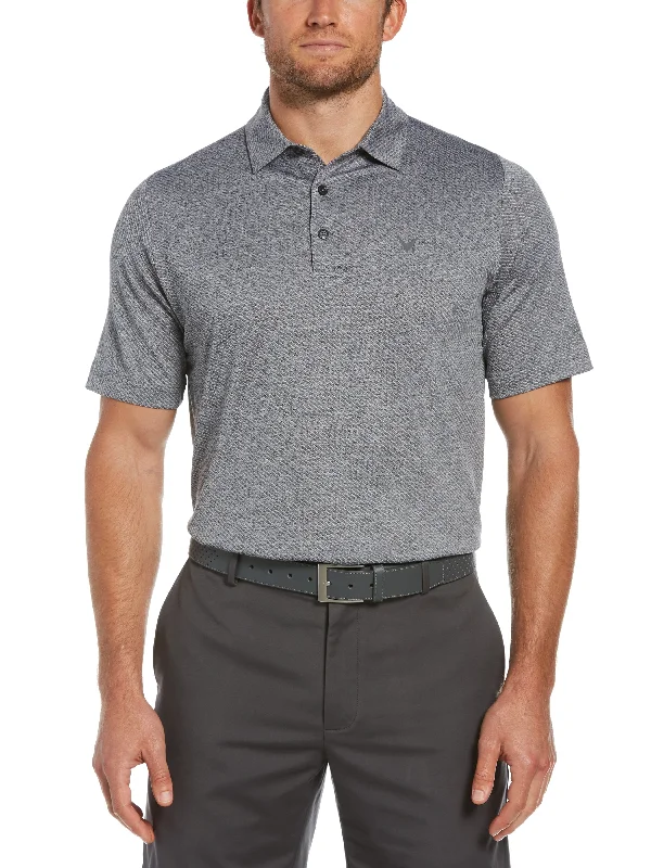 Men's color - block polo shirts with a bold fashion statementBig & Tall Ventilated Heather Jacquard Golf Polo