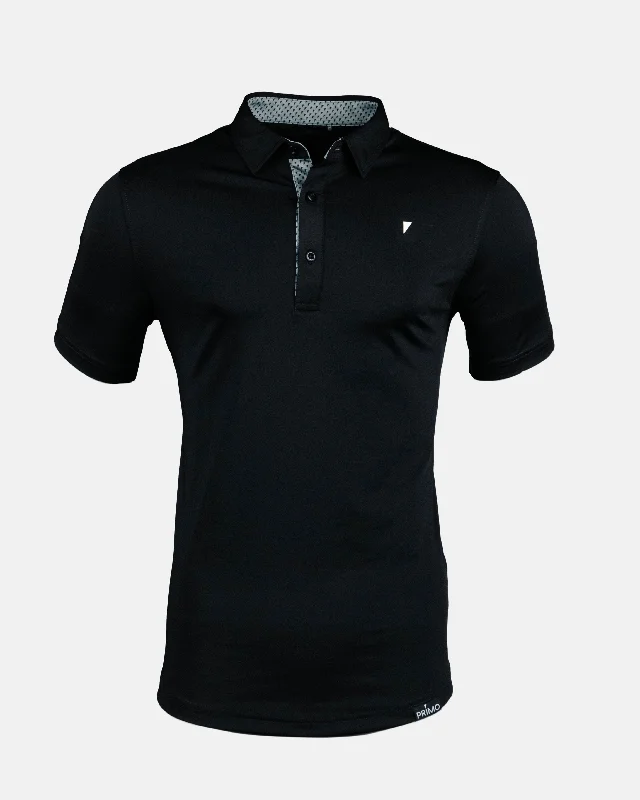 Men's ribbed cuffs and hem polo shirts for a textured lookBlack Classic Polo