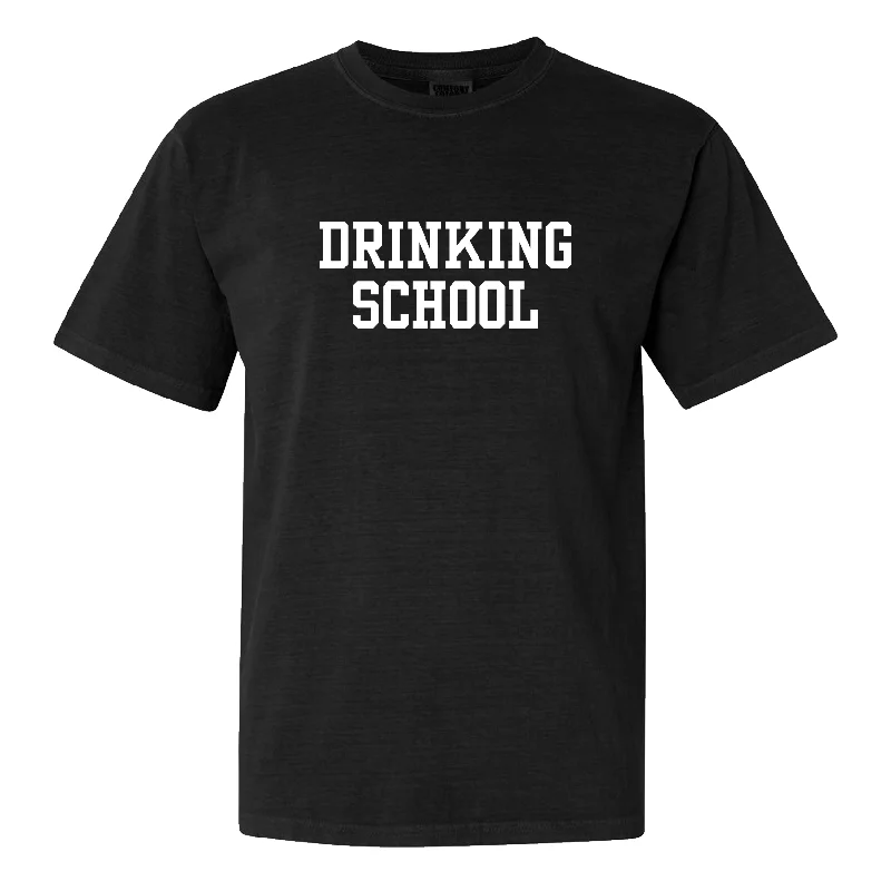 Men's short - sleeve linen t - shirts for summer beach outingsMen's short - sleeve linen t - shirts for summer beach outingsDrinking School Tee