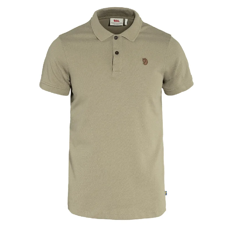 Men's plus size golf polo shirts in moisture wicking fabricFjallraven Ovik Polo Shirt Sand Stone