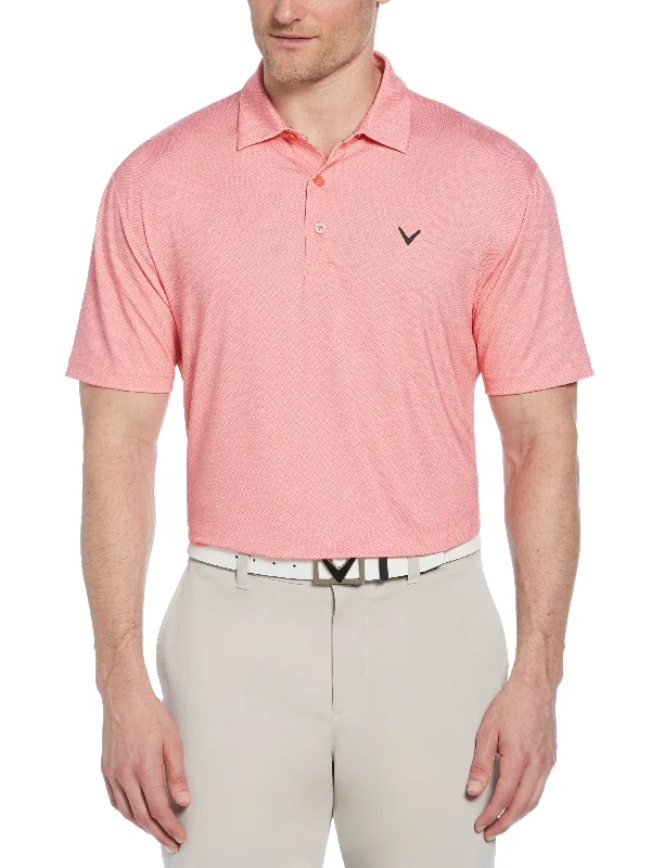 Men's slim fit short sleeve polo shirts with contrast collarsMens Heather Geo Print Golf Polo