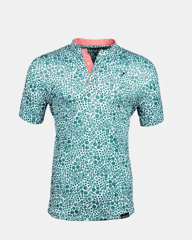 Men's jacquard woven polo shirts with intricate designsMicrofloral Blade Polo