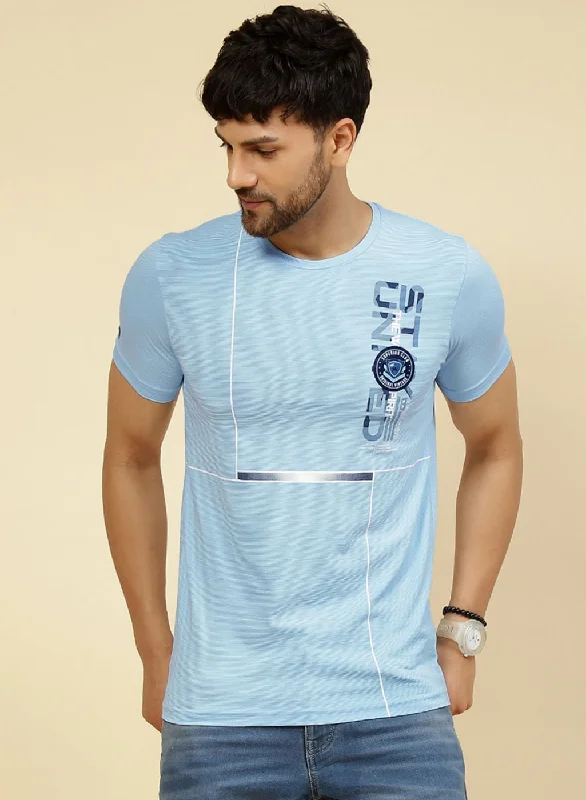 Men's v - neck muscle t - shirts for a body - building aestheticMen's v - neck muscle t - shirts for a body - building aestheticMen Sky Blue Printed T-Shirt