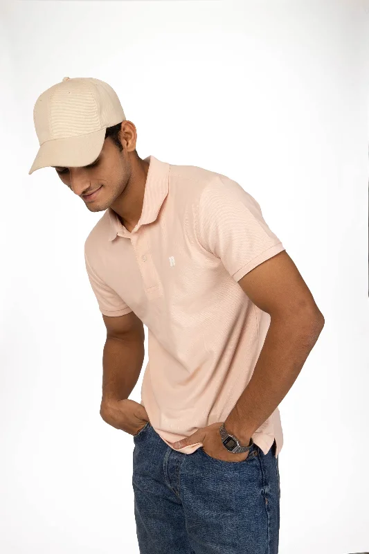 Men's luxury cashmere blend polo shirts in solid colorsPastel Pink Polo