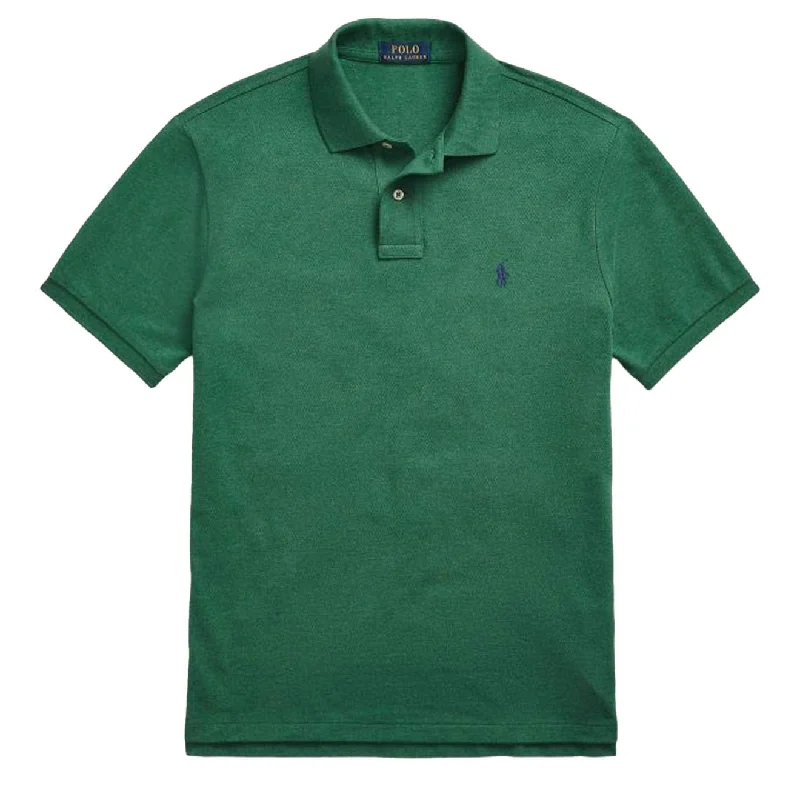 Men's ribbed cuffs and hem polo shirts for a textured lookPolo Ralph Lauren Custom Slim Fit Mesh Polo Shirt Green Heather