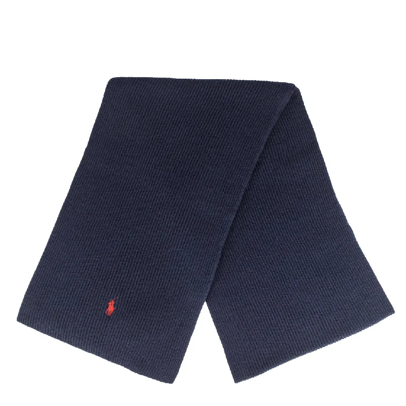 Men's luxury cashmere blend polo shirts in solid colorsPolo Ralph Lauren Merino Wool Scarf Hunter Navy