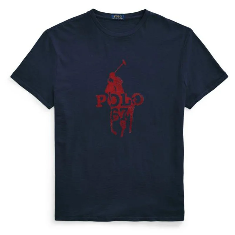 Men's high - collar polo shirts with a modern twistPolo Ralph Lauren Pony Graphic Print T-Shirt Cruise Navy