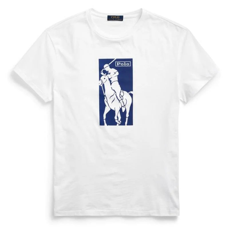 Men's two - tone stripe polo shirts with a preppy stylePolo Ralph Lauren Pony Print T-Shirt White