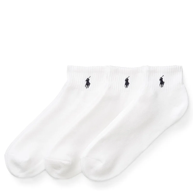 Men's breathable cotton blend polo shirts for summer outingsPolo Ralph Lauren Quarter Sock 3-Pack White