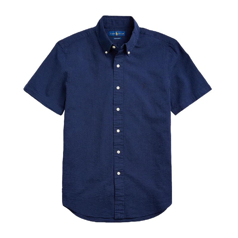 Men's antimicrobial polo shirts for odor - free daily wearPolo Ralph Lauren S/S Seersucker Slim Fit Shirt Astoria Navy