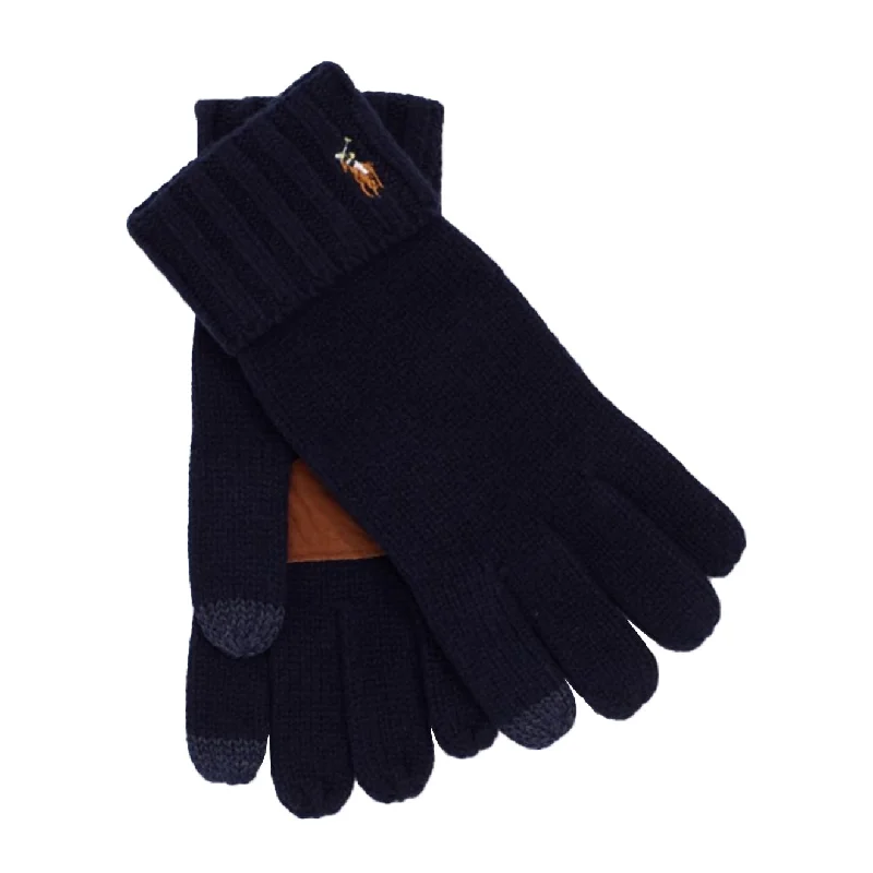 Men's luxury cashmere blend polo shirts in solid colorsPolo Ralph Lauren Signature Pony Gloves Hunter Navy