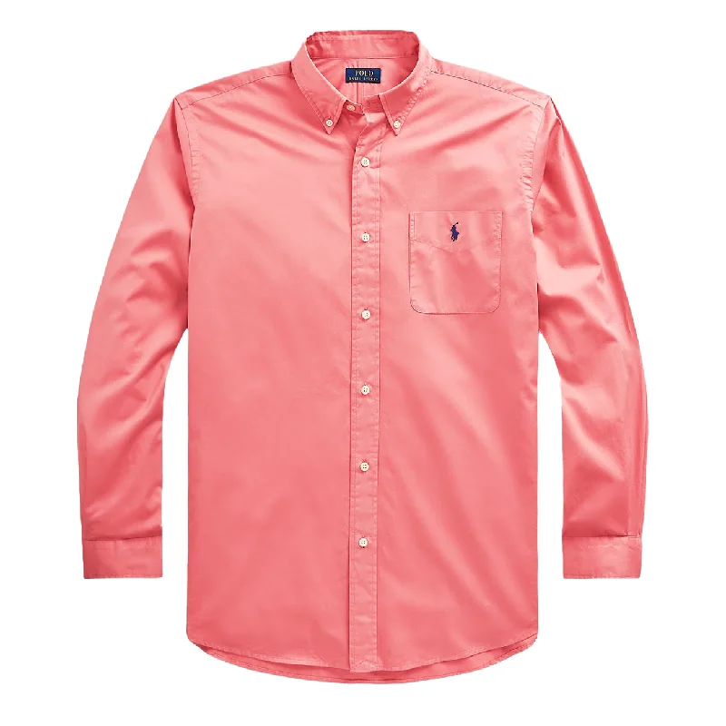 Men's long sleeve classic fit polo shirts with embroidered logosPolo Ralph Lauren Slim Fit Twill Shirt Desert Rose