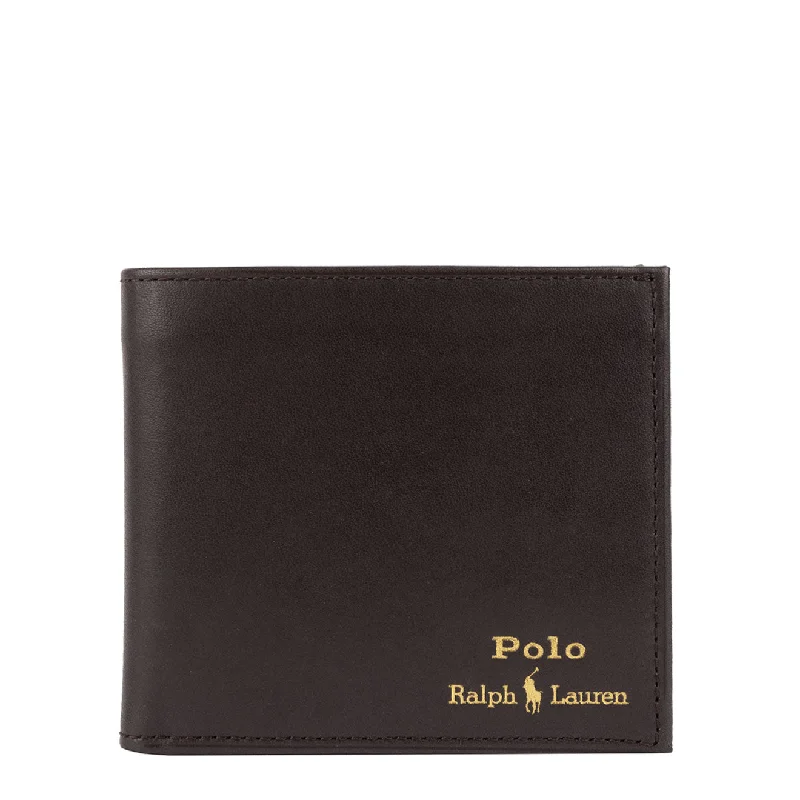 Men's button - down spread collar polo shirts for business casualPolo Ralph Lauren Small Leather Billfold Wallet Brown