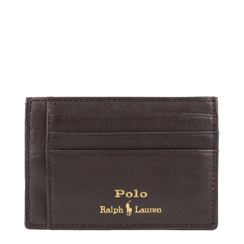 Men's jacquard woven polo shirts with intricate designsPolo Ralph Lauren Small Leather Card Case Brown