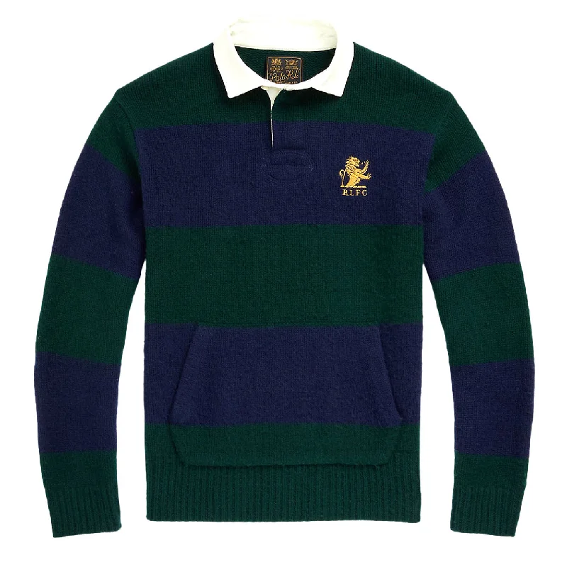 Men's stretchable athletic polo shirts for fitness workoutsPolo Ralph Lauren Striped Wool-Cashmere Rugby Jumper Moss Agate Combo