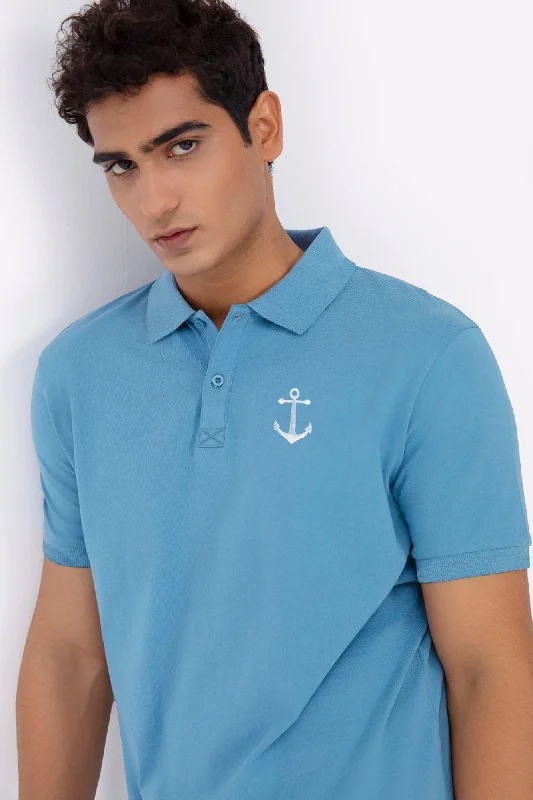 Men's jacquard woven polo shirts with intricate designsPolo Republica Men's Anchor Embroidered Short Sleeve Polo Shirt