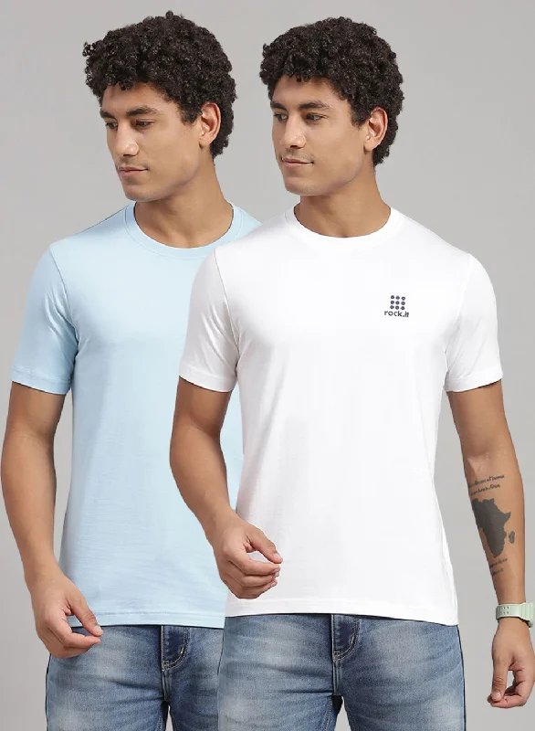 Men's organic cotton crew - neck t - shirts for everyday comfortMen's organic cotton crew - neck t - shirts for everyday comfortMen Blue Solid T-Shirt 2 Pc