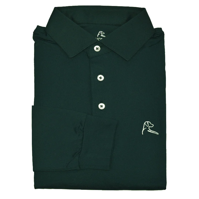 Men's reversible polo shirts with two different looksSolid | Long Sleeve Performance Polo | Solid - Ponderosa Green