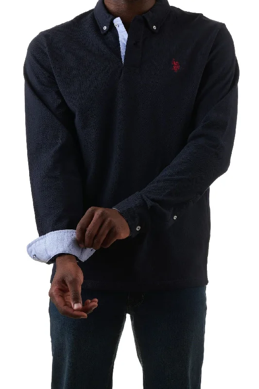 Men's color - block polo shirts with a bold fashion statementU.S. Polo Assn. Men's Long Sleeve Formal Polo Shirt - Navy