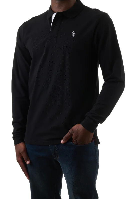 Men's vintage - inspired retro polo shirts with unique patternsU.S. Polo Assn. Men's Long Sleeve Polo Shirt - Black