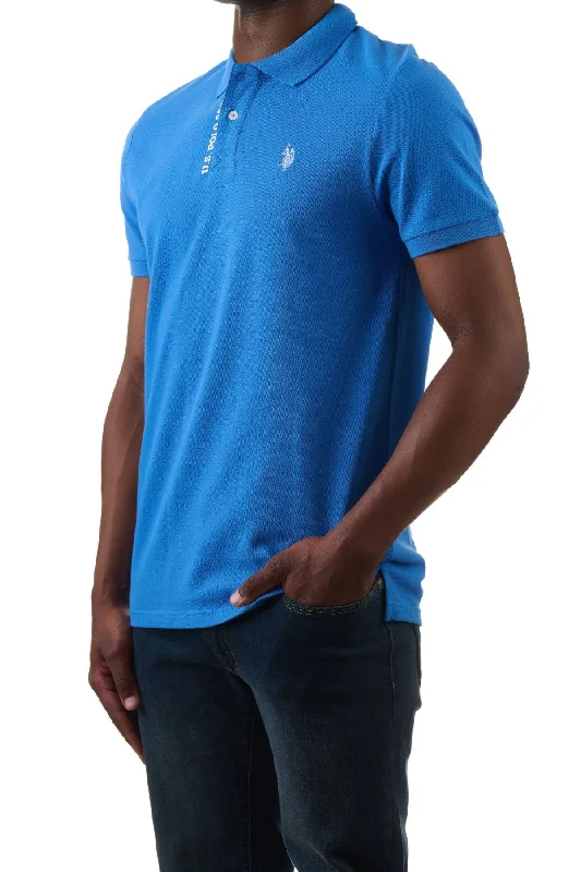 Men's slim fit short sleeve polo shirts with contrast collarsU.S. Polo Assn. Men's Polo Shirt with print detail - Blue