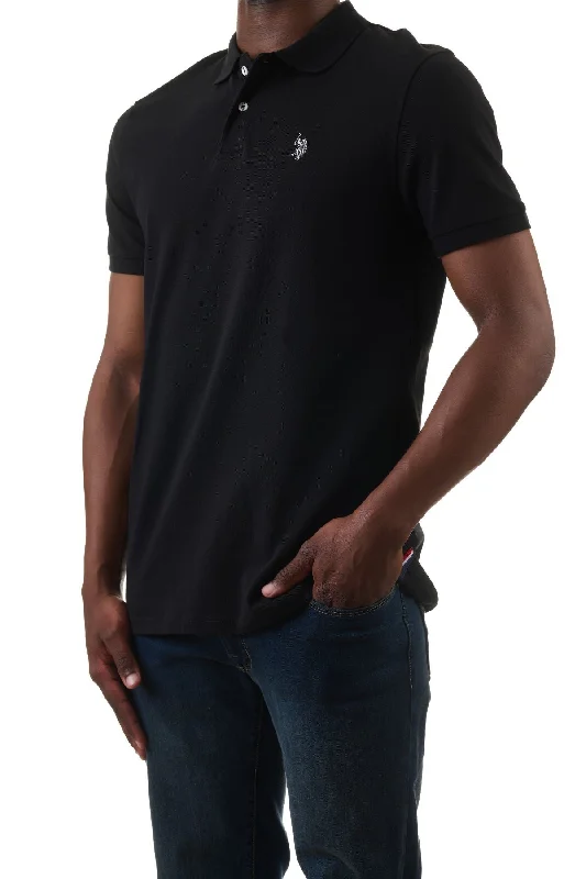 Men's two - tone stripe polo shirts with a preppy styleU.S. Polo Assn. Men's Signature Polo Shirt - Black