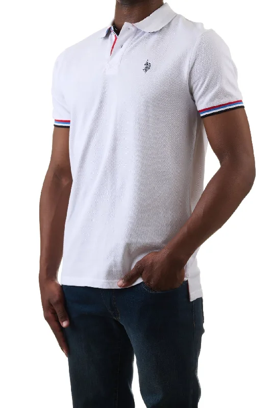 Men's lightweight performance polo shirts for tennis matchesU.S. Polo Assn. Men's Polo Shirt with collar and cuff detail - White